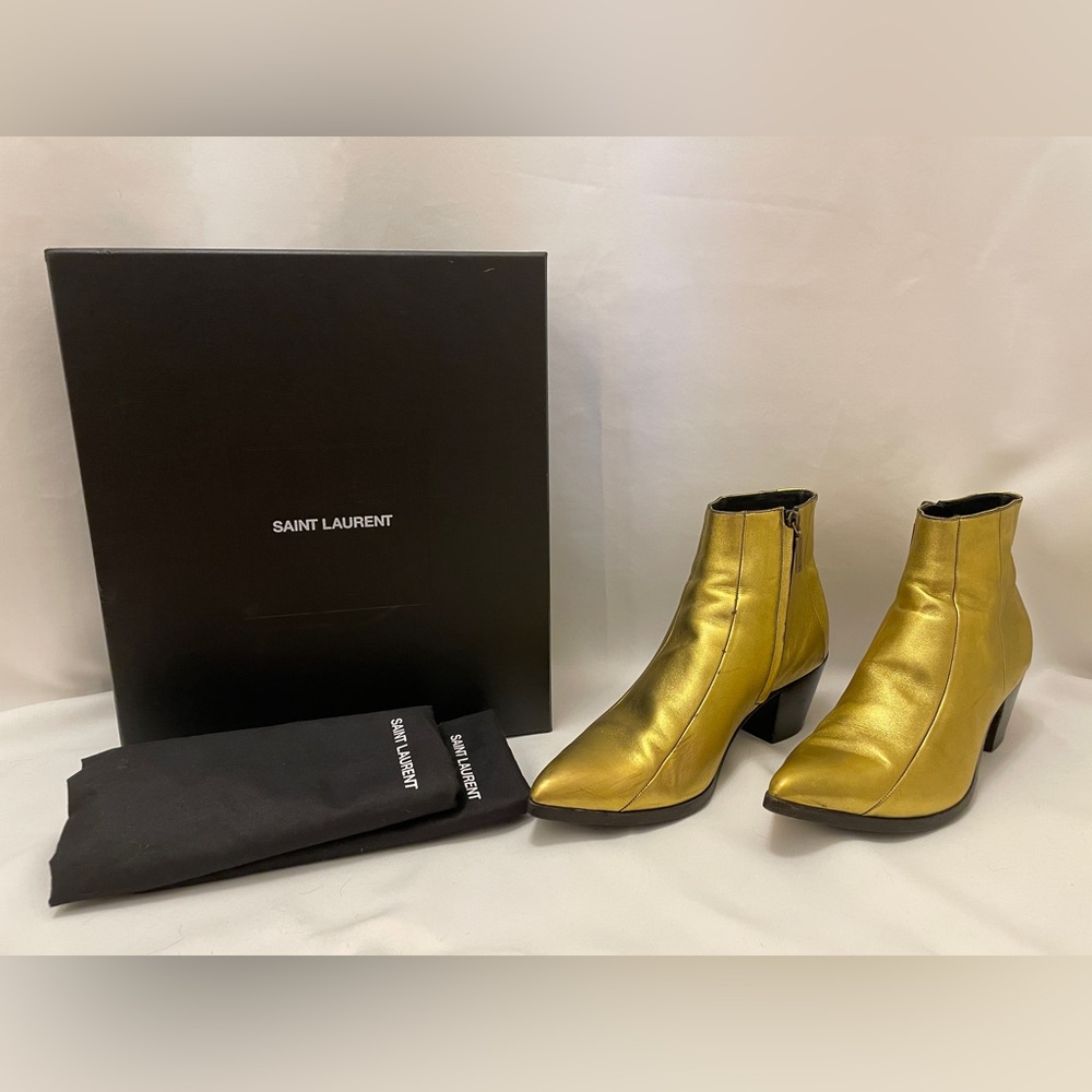 Men's Saint Laurent Ankle Boots - Gold - Size 42.5